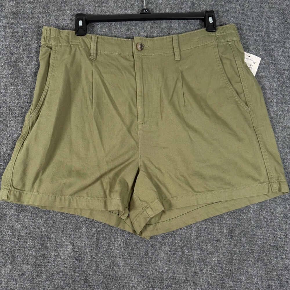 Falls Creek Pleated Short High Waist Casual Chic Olive Green 1X Retro Summer NWT